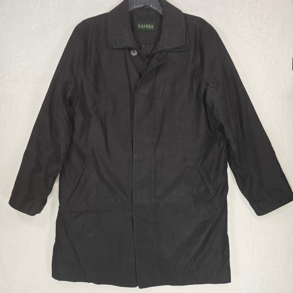 Lauren Ralph Lauren Men's Black Full Zip Walking Coat Overcoat Jacket